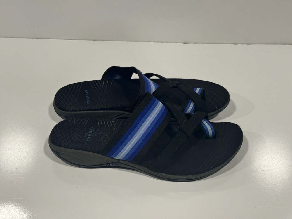 Merrell Women's District Mendi Slide Black Twilight Blue Sandals sz8